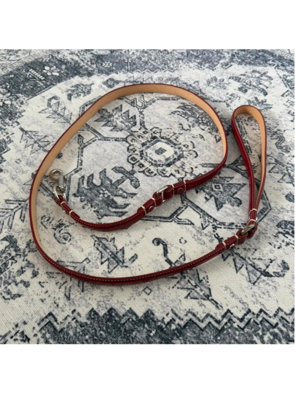 Y2K Rare Coach Hearts & Bones Red Patent Leather Dog Leash - Size S